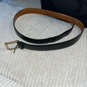 TRAFALGAR men’s black Leather Belt with Gold Buckle 38 xl